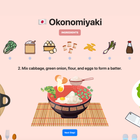 Custom-built, interactive app for exploring cuisines through an engaging game